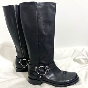 FRYE Harness Tall Boots Size 11 B Black Leather Motorcycle Biker Punk Western